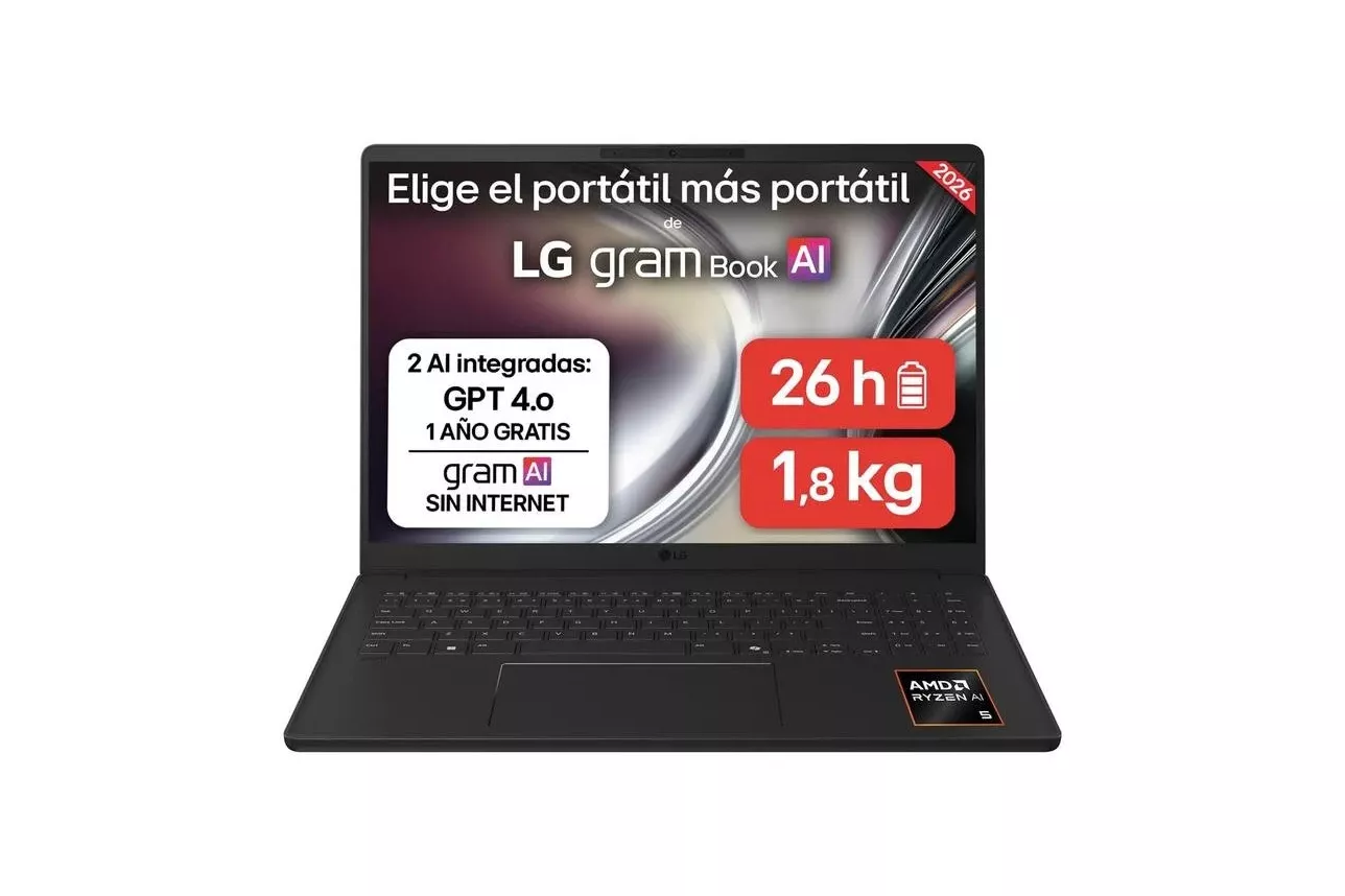 Port&aacute;til LG Gram 16U55U-G.AS55BN 16" AMD Ryzen AI 5 430 16GB 512GB SSD Radeon Windows 11