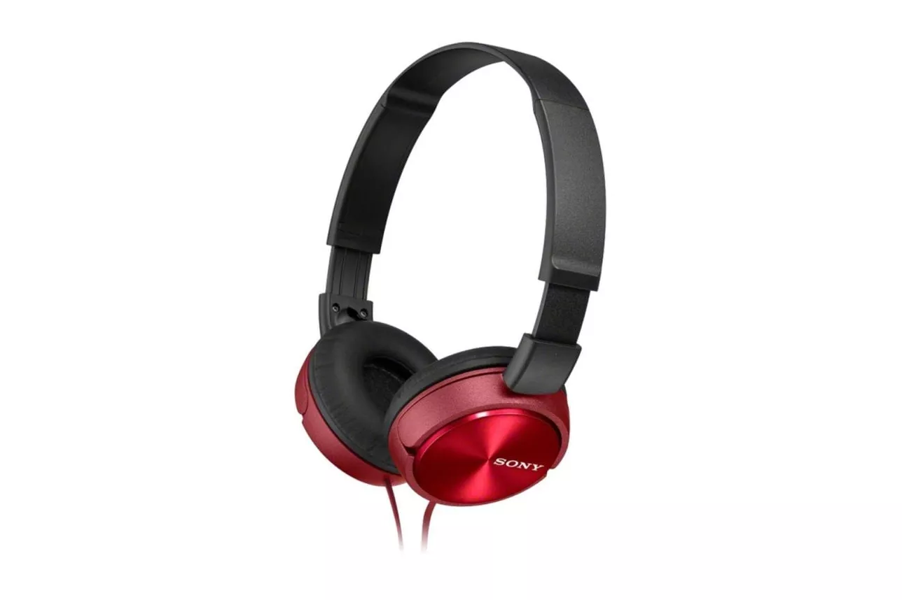 Auriculares Sony MDR-ZX310AP con cable, conexi&oacute;n al&aacute;mbrica, micr&oacute;fono y uso para llamadas y m&uacute;sica, rojo