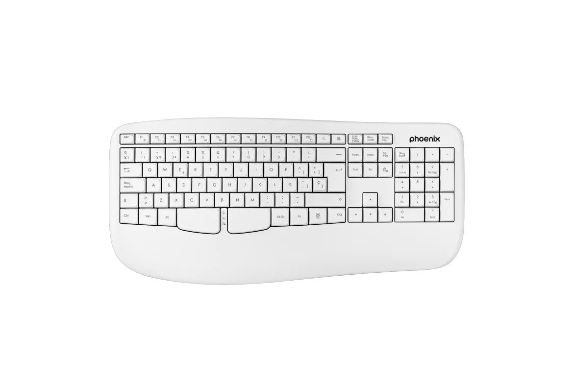 Phoenix K201 Teclado Inal&aacute;mbrico Ergon&oacute;mico Blanco