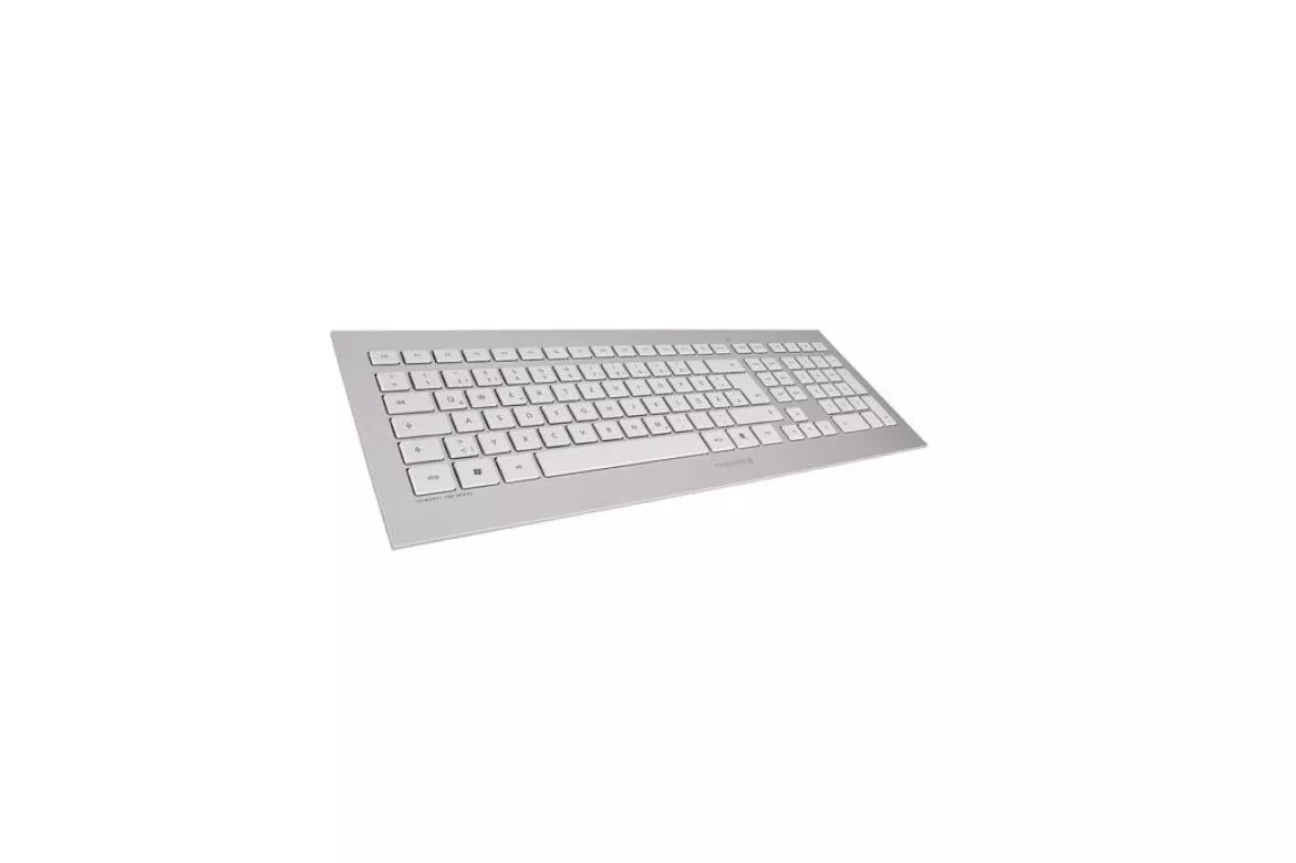 Teclado mec&aacute;nico Cherry DW 8000 inal&aacute;mbrico Layout ES compacto plata-blanco