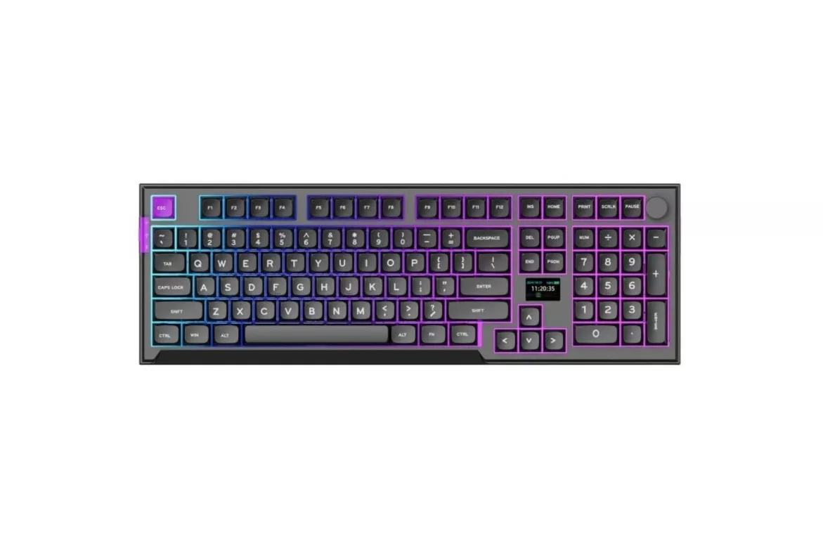Teclado mec&aacute;nico PREYON Silent Claw Layout ES RGB triple conexi&oacute;n pantalla inteligente