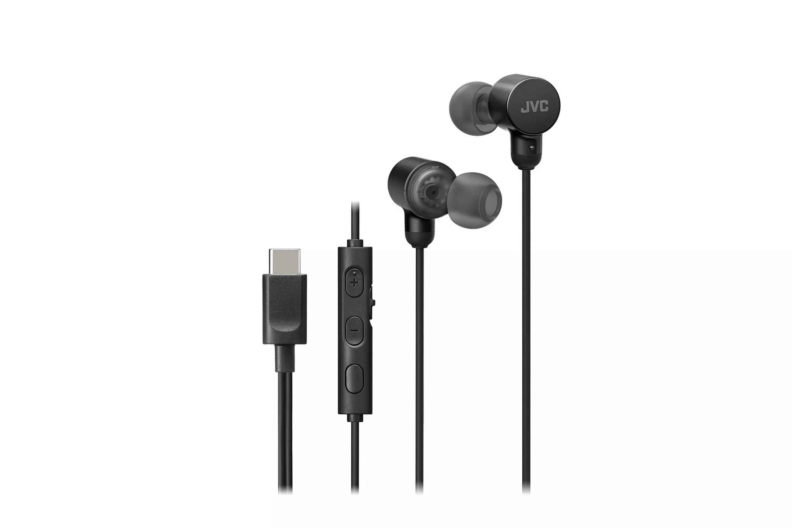 Auriculares JVC con cable USB-C, Hi-Res Audio, micr&oacute;fono y control de volumen negro