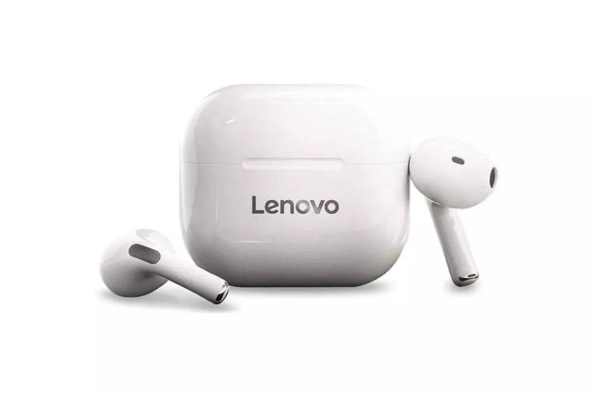 Auriculares Lenovo LP40 inal&aacute;mbricos Bluetooth control t&aacute;ctil deportivos blancos