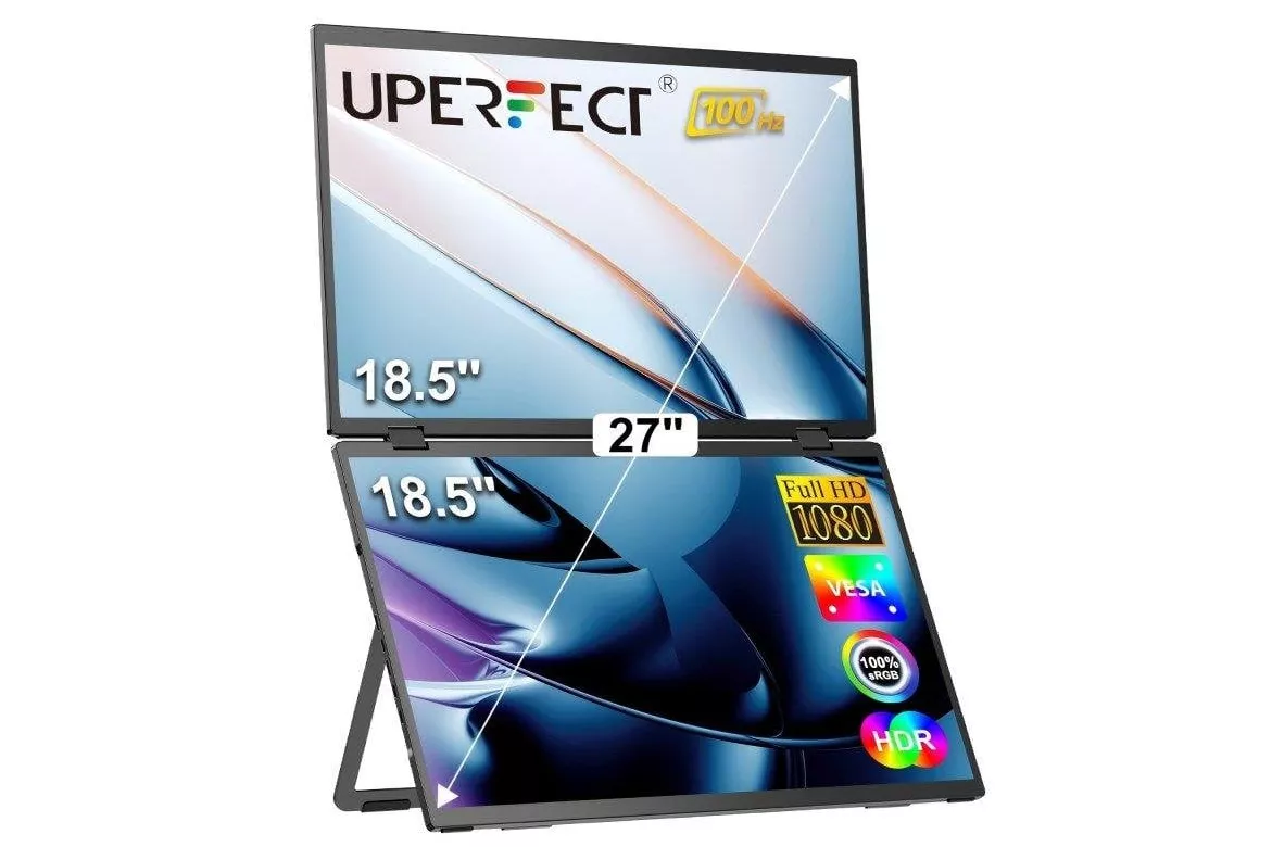 Monitor Uperfect Doble Plegable 18,5" FullHD 100Hz IPS T&aacute;ctil Altavoces VESA 8ms