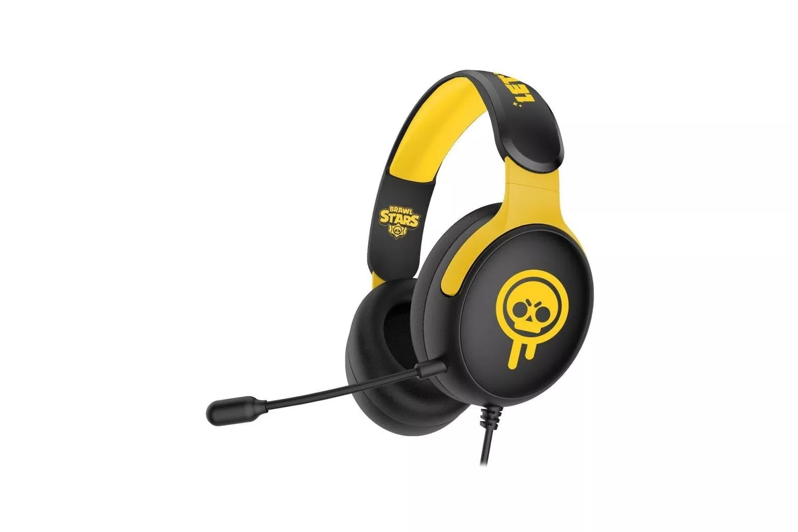 Auriculares Subsonic Brawl Stars Drippy Skull con cable, micr&oacute;fono y RGB, negro y amarillo