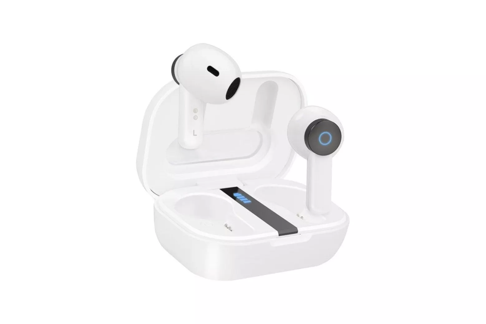 Auriculares TooQ Bender inal&aacute;mbricos Bluetooth con micr&oacute;fono y estuche blanco