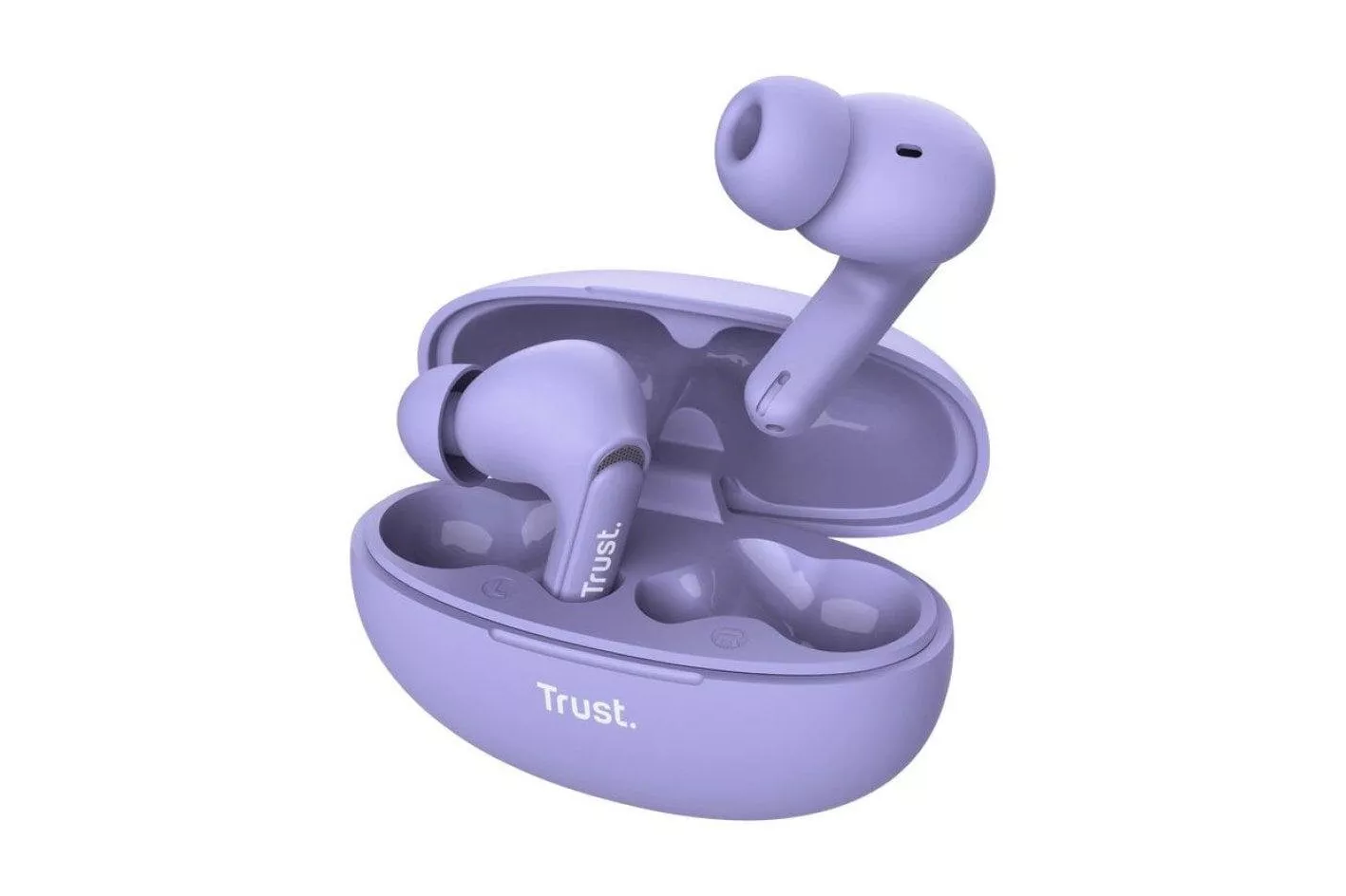 Auriculares Trust Yavi inal&aacute;mbricos Bluetooth con Cancelaci&oacute;n de Ruido, Micr&oacute;fono y USB-C P&uacute;rpura