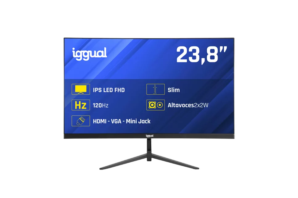 IGGUAL Monitor 24" 1ms FHD 120Hz VGA HDMI DP MM 23.8" LED IPS Full HD HDMI VGA Altavoces