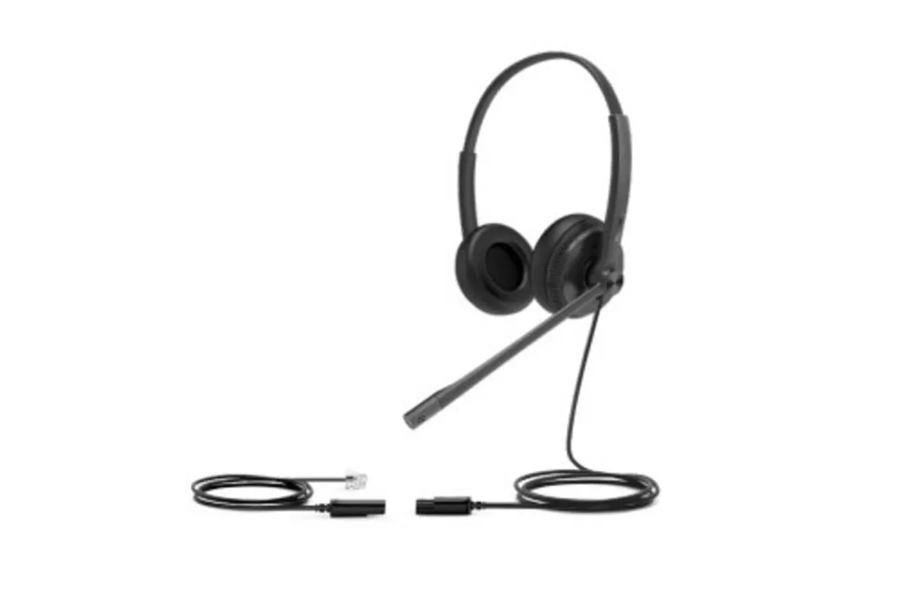 Auriculares Yealink YHS34 Lite Dual con cable, conexi&oacute;n jack, uso oficina/call center, micr&oacute;fono boom, negros