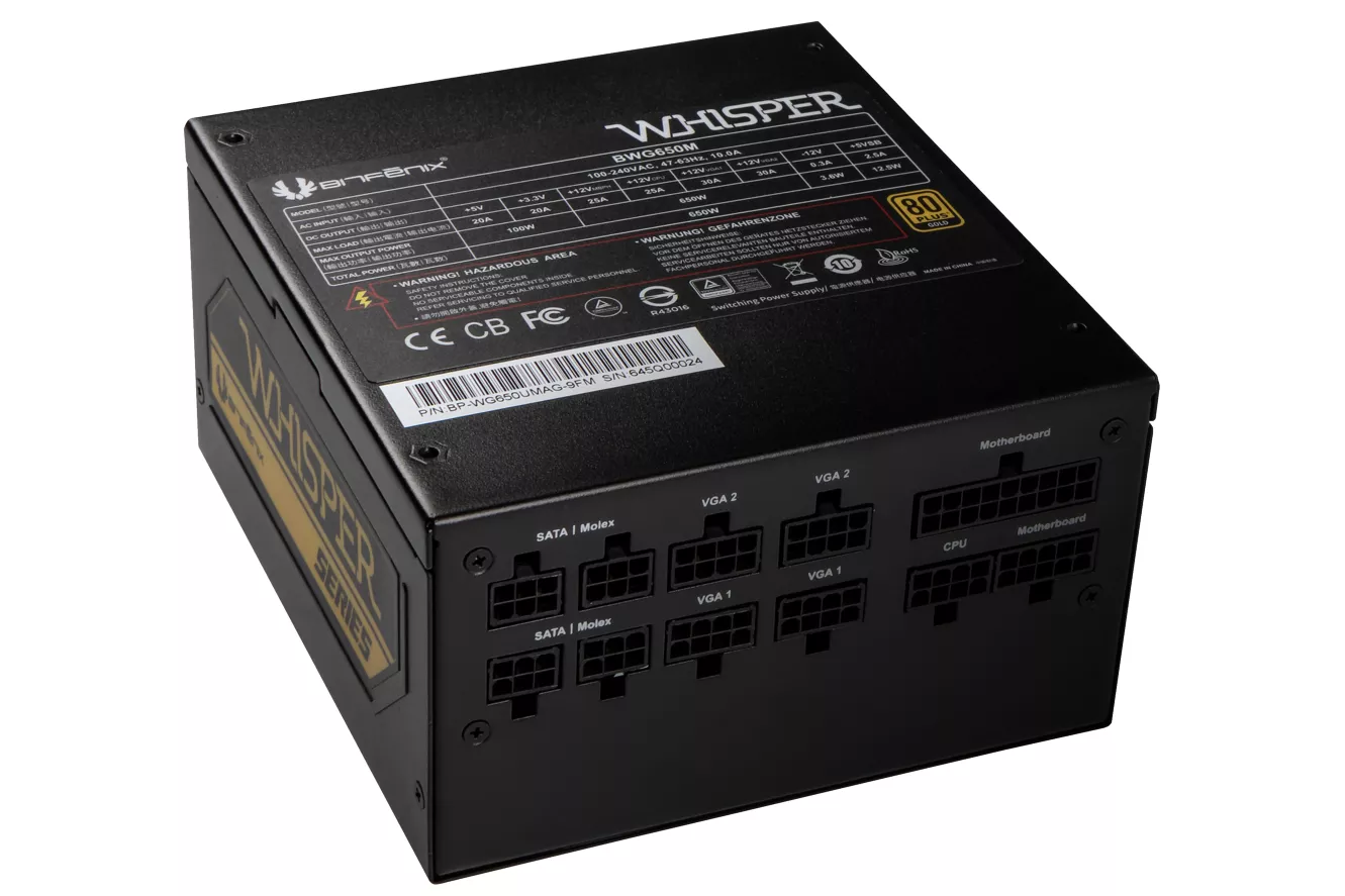 FUENTE ALIMENTACION ATX 650W BITFENIX WHISPER M 80 + GOLD MODULAR