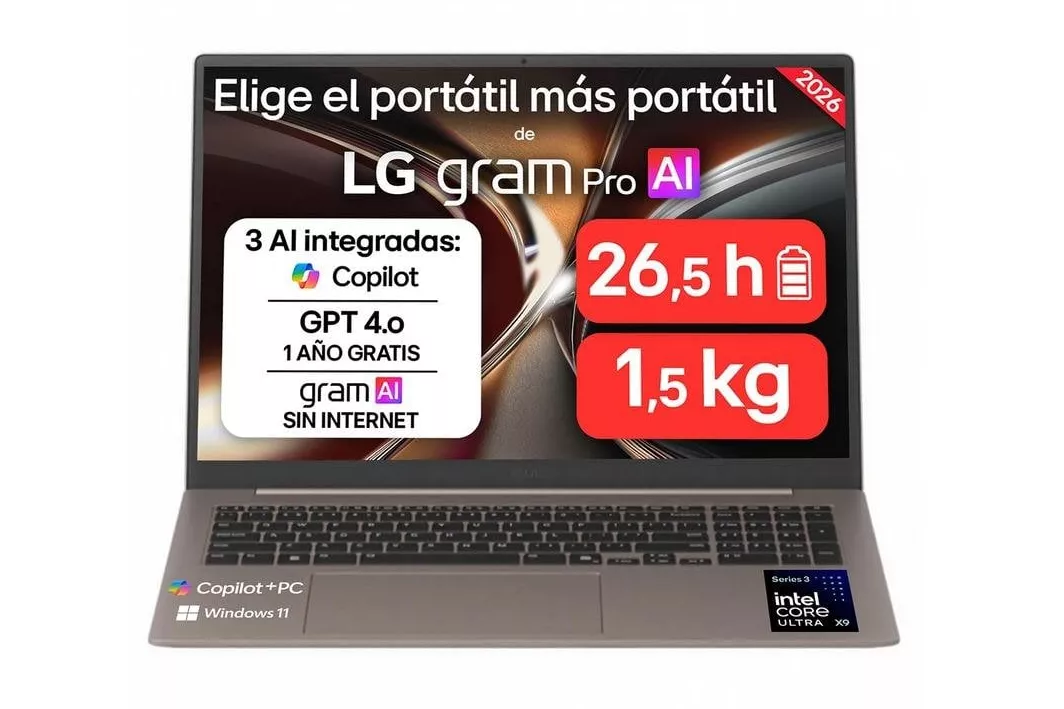 Port&aacute;til LG gram Pro 17Z90UB-H.AU96BN 17" Intel Core Ultra X9 388H 32GB 512GB SSD Intel Arc B390 Windows 11 Home