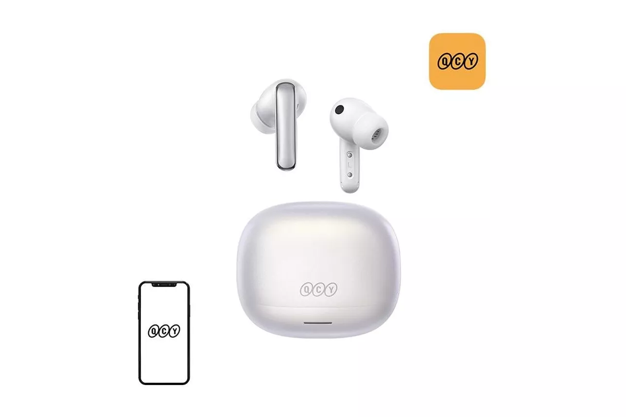 Auriculares QCY MeloBuds N65 inal&aacute;mbricos Bluetooth 6.0 con ANC, IPX5 y 50 h bater&iacute;a, blancos