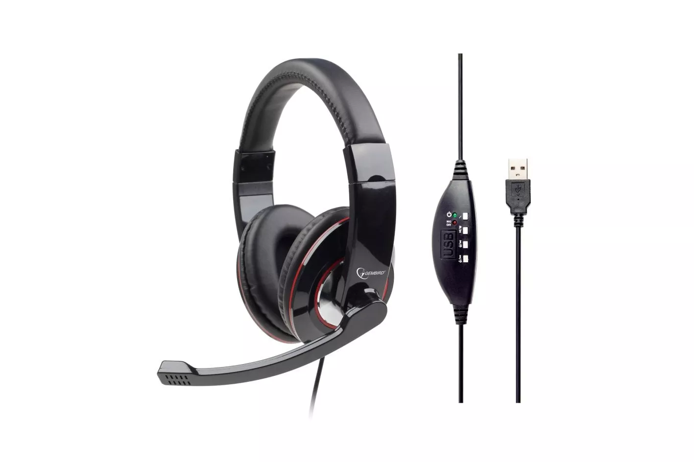 Gembird MHS-U-001 Auricular Est&eacute;reo USB Negro Brillante