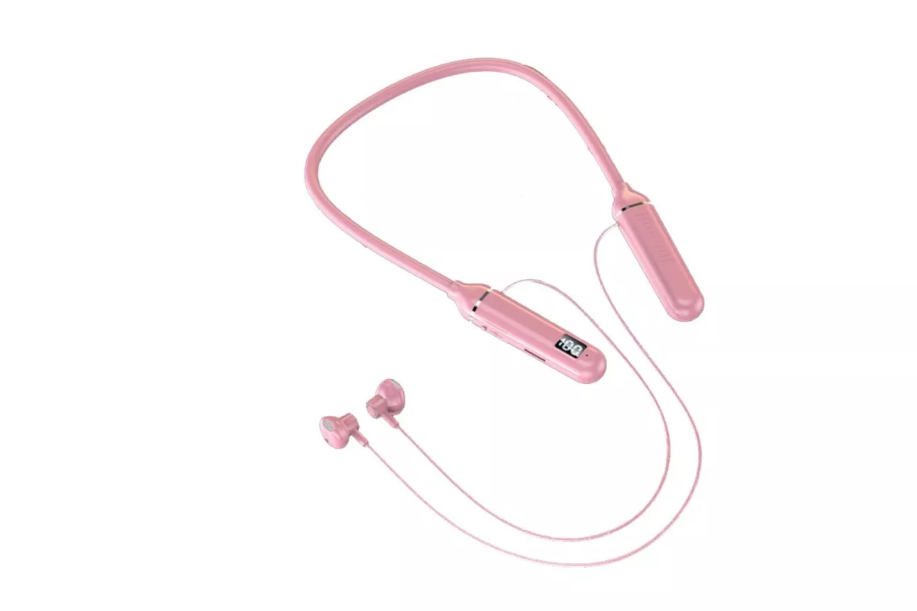 Kinsi 021 Auriculares Inal&aacute;mbricos de Bot&oacute;n Montado en el Cuello Rosas