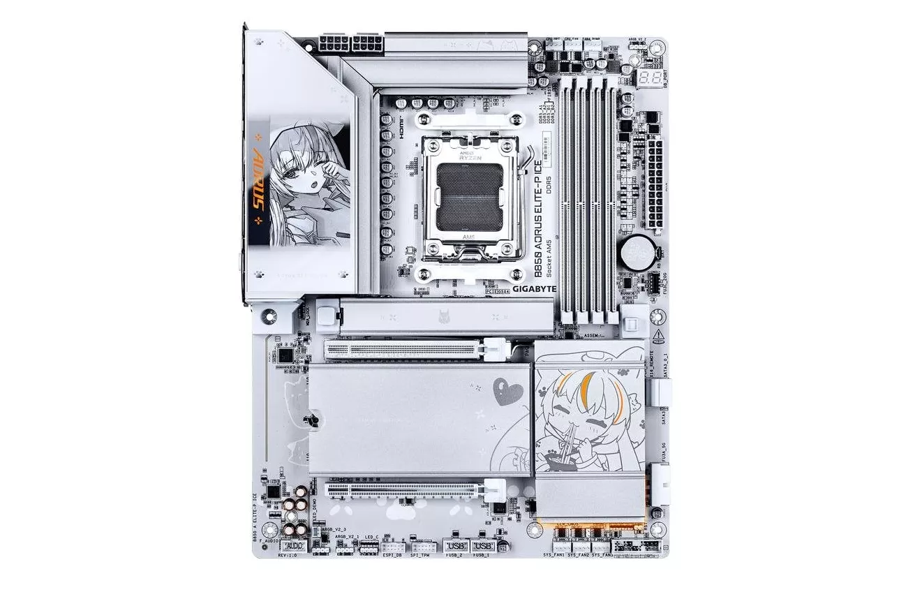 Placa Base GIGABYTE B850 AORUS ELITE-P ICE AMD B850 Z&oacute;calo AM5 DDR5 ATX WiFi 7 RGB