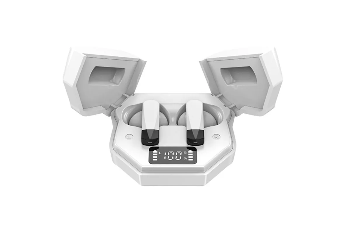 Kinsi F72 Auriculares Inal&aacute;mbricos Bluetooth con Pantalla Digital Blanco