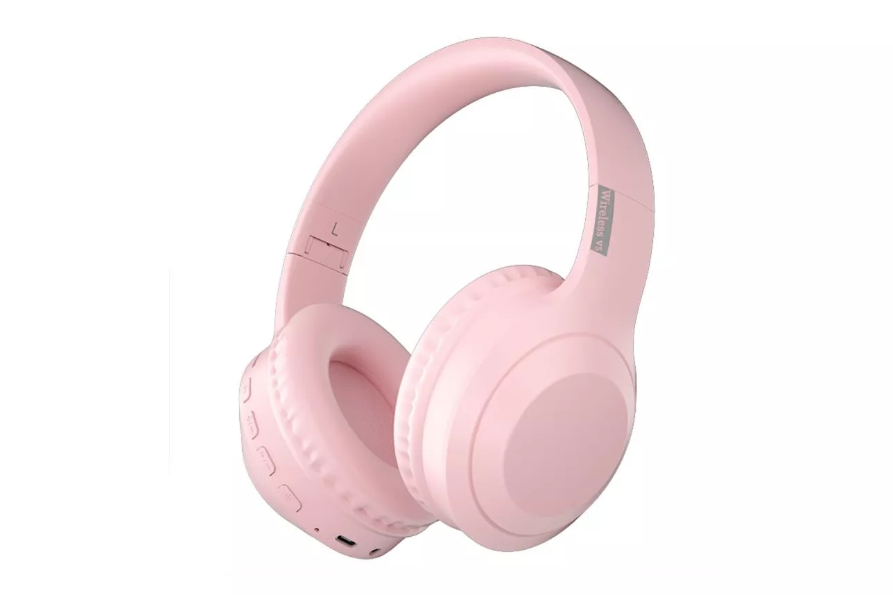 Kinsi H&SV5 Auriculares Inal&aacute;mbricos Bluetooth/Jack3.5/USB-C/Tarjeta TF Rosas