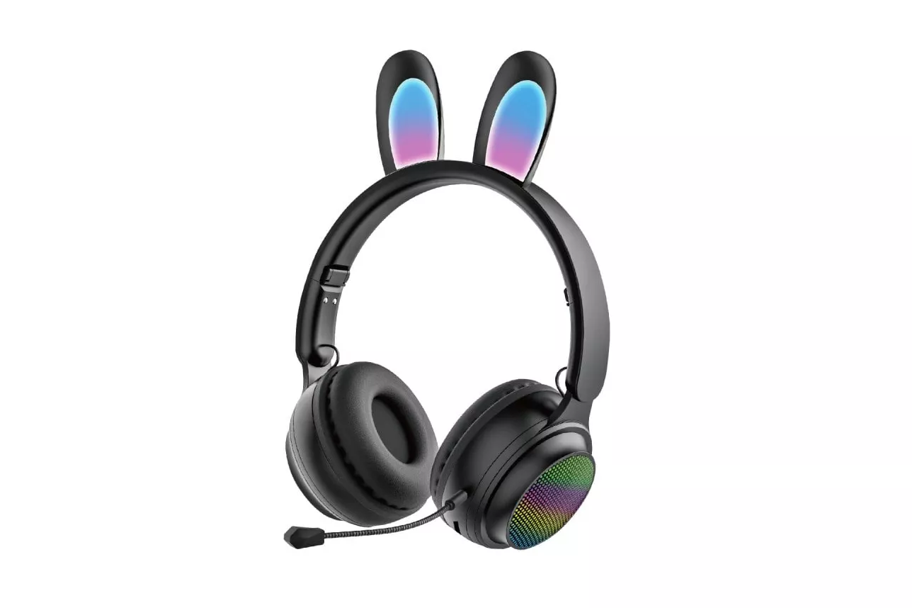 Kinsi ST-81M Auriculares Inal&aacute;mbricos Bluetooth con Orejas de Conejo Negros