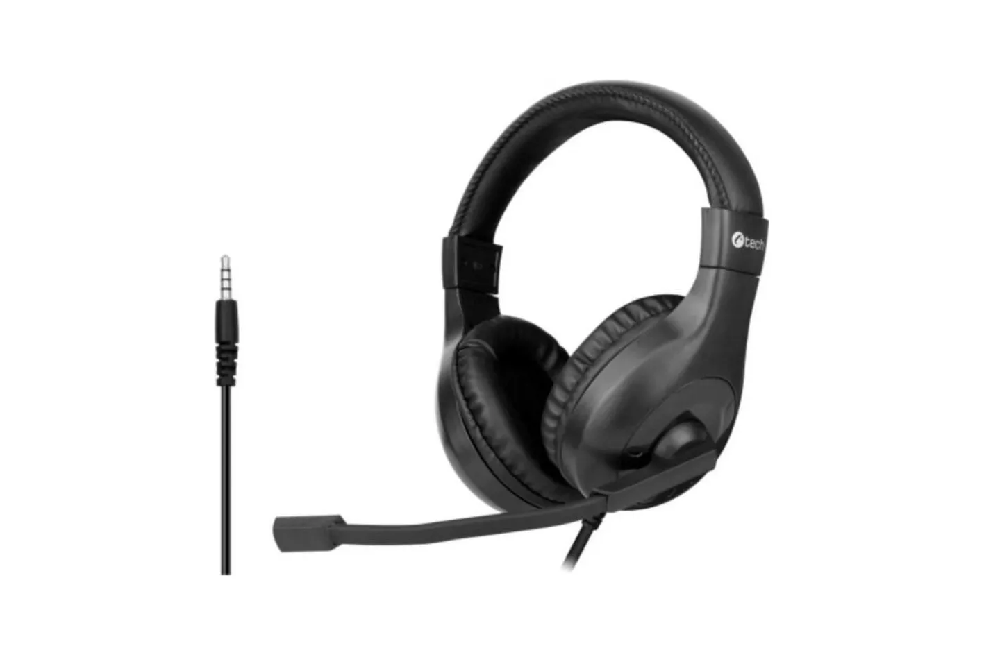 Auriculares C-Tech MHS-05 con cable USB, micr&oacute;fono omnidireccional y control volumen, negros