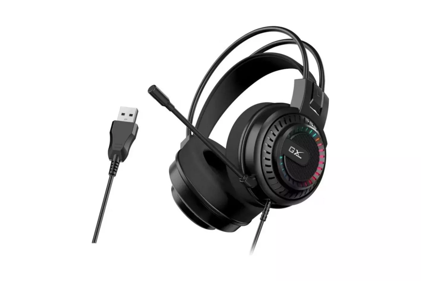 Auriculares Genius con cable USB, Over-Ear, RGB, Micr&oacute;fono, Negro
