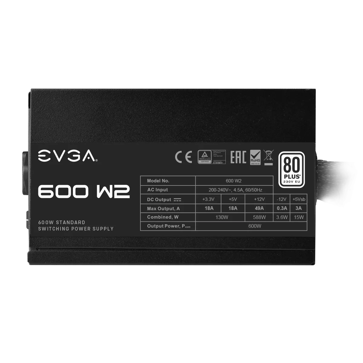 Fuente de Alimentación EVGA 600 W2/ 600W/ Ventilador 12cm/ 80 Plus