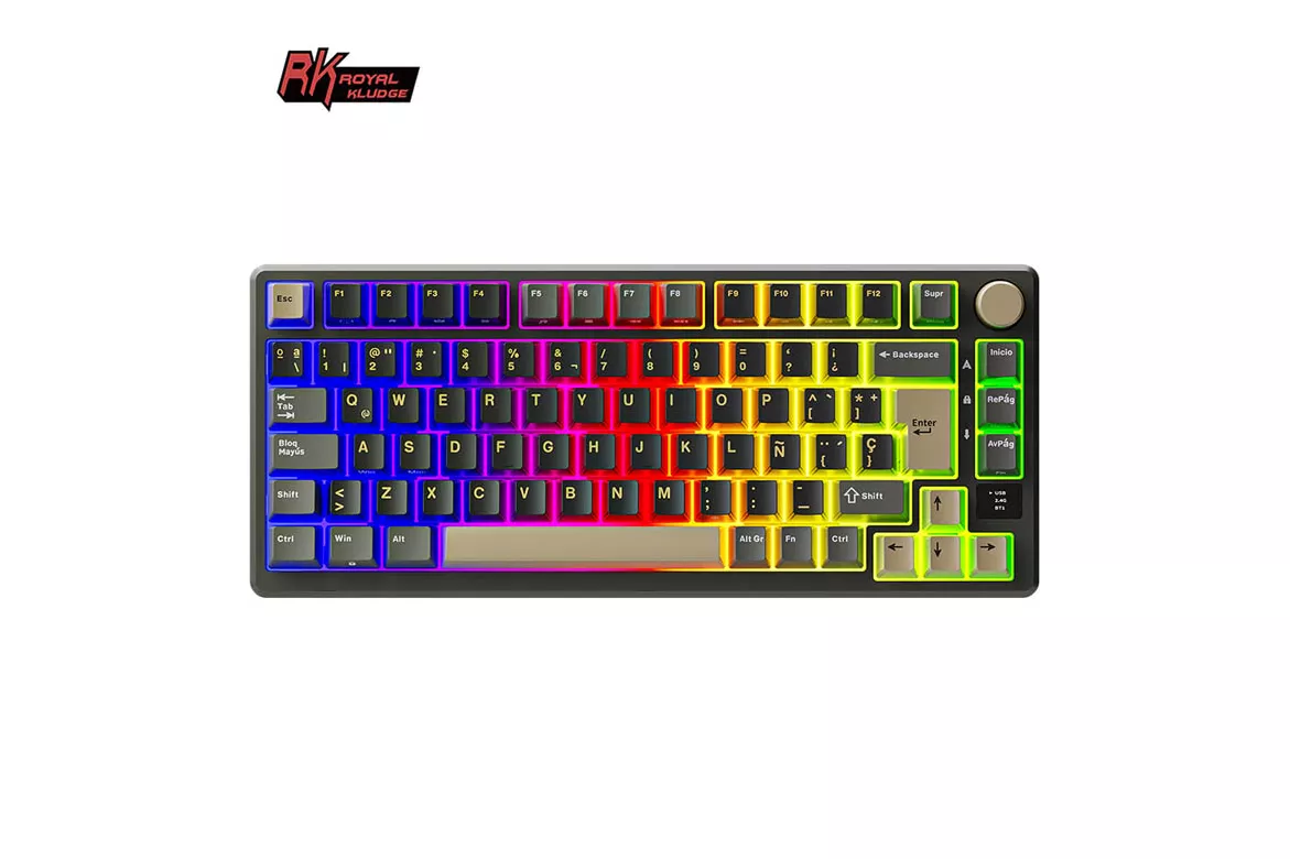 Teclado Royal Kludge RKM75 ISO-ES Hot-Swappable Switch Cream Wireless Phantom