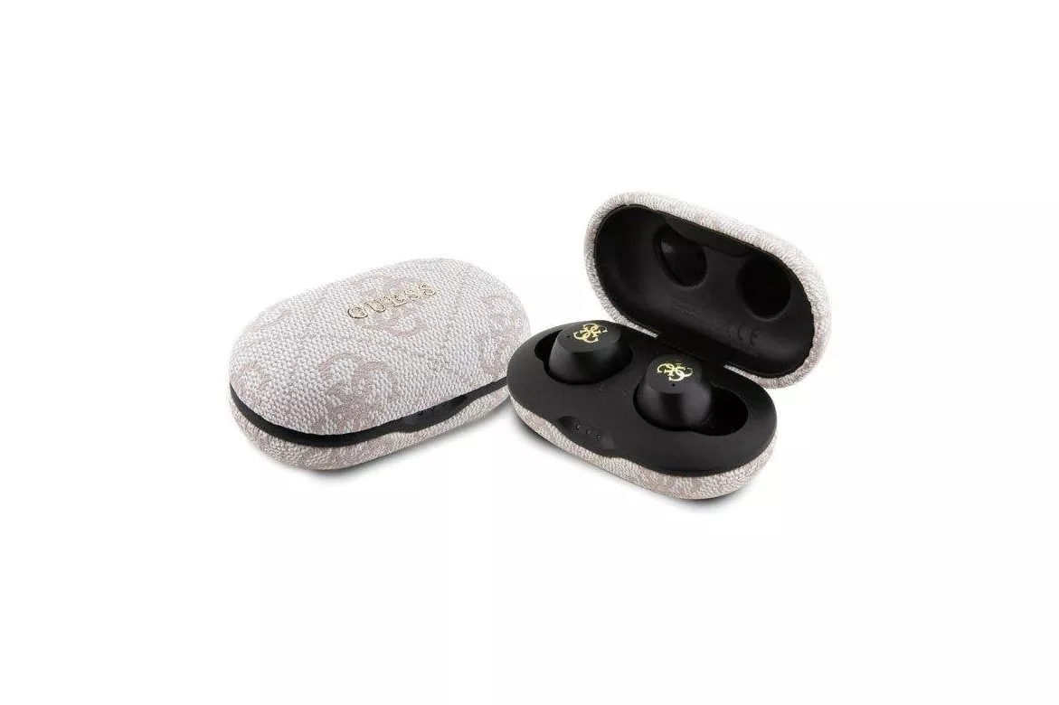 Auriculares Guess TWS ENC inal&aacute;mbricos Bluetooth con estuche de carga y polipiel rosa