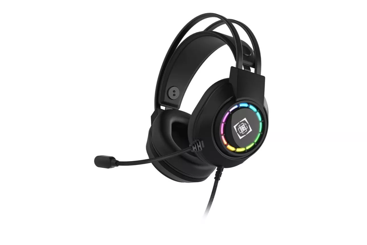 Auriculares Deltaco Gaming GAM-168 con cable USB, iluminaci&oacute;n multicolor y micr&oacute;fono para juego negro