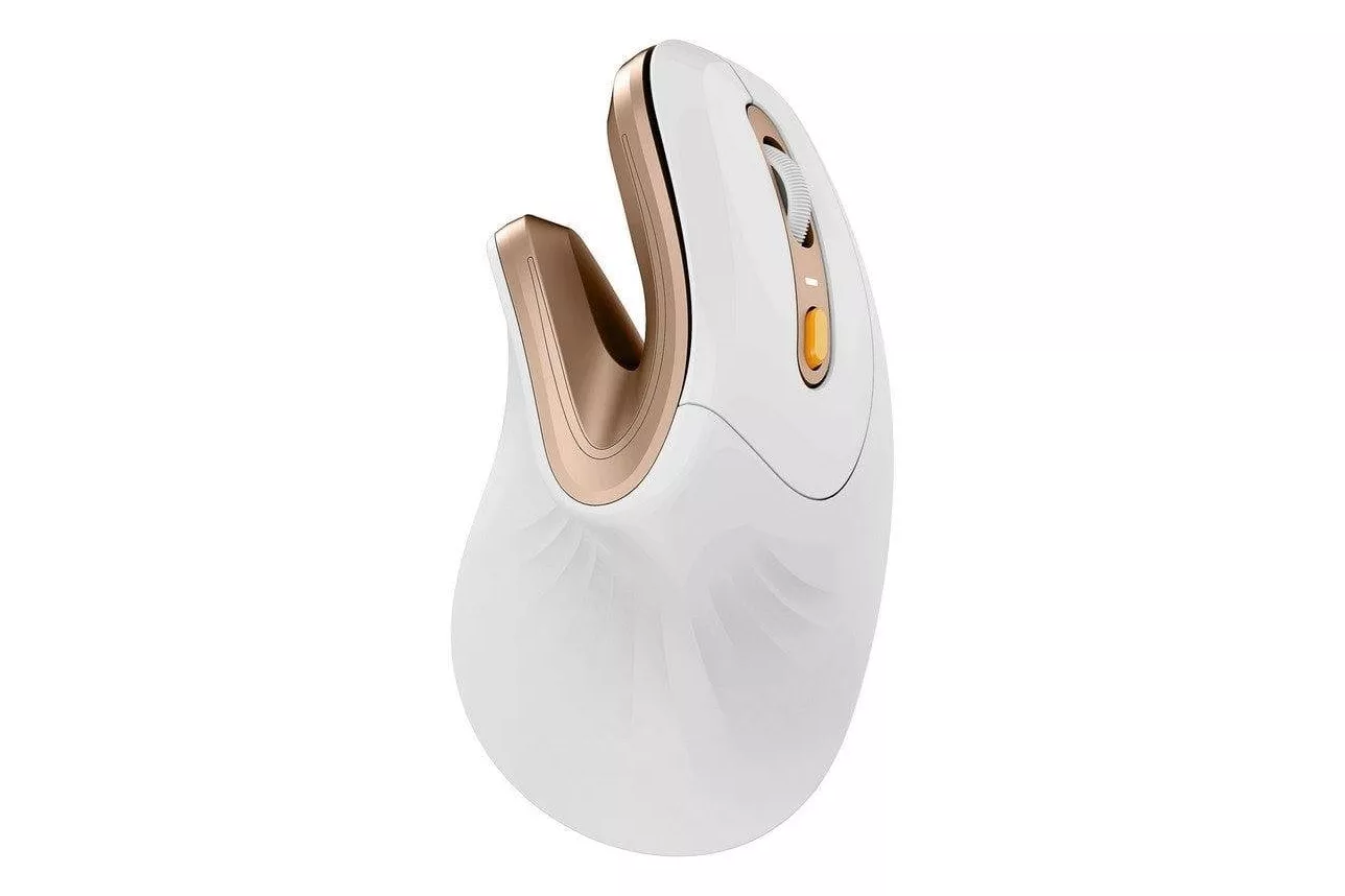 Protoarc NL EM11 Blanco Dorado - Rat&oacute;n ergon&oacute;mico inal&aacute;mbrico