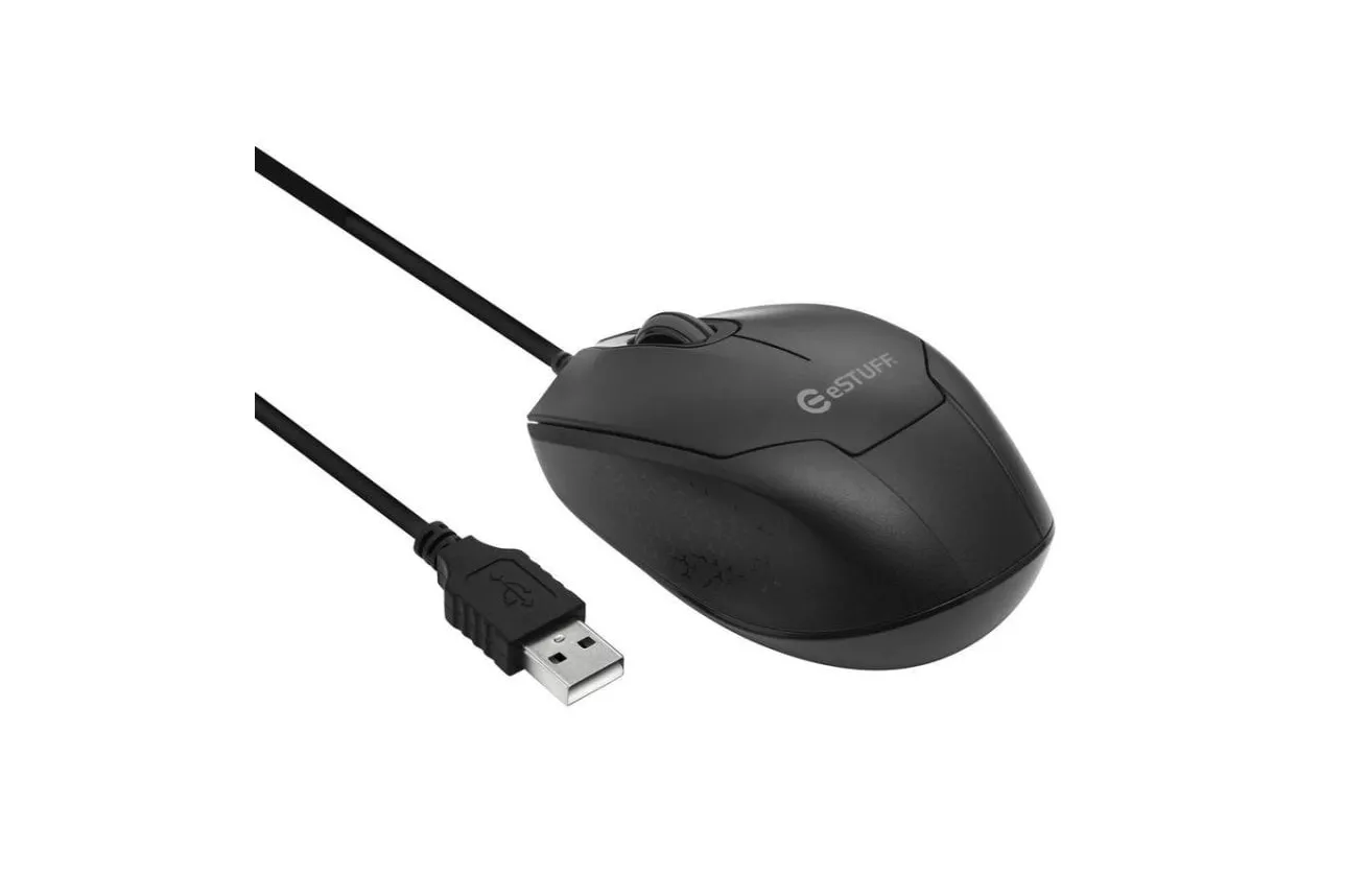 Rat&oacute;n eSTUFF GLB213002 USB 1200 DPI Ambidextro Negro Clic silencioso