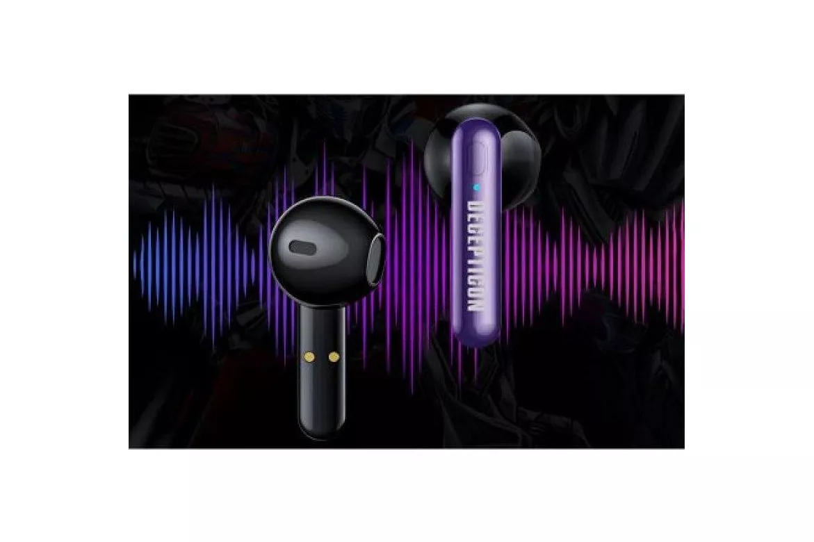 Auriculares Hasbro Transformers TF-T03 inal&aacute;mbricos Bluetooth 5.3 con dise&ntilde;o Bumblebee p&uacute;rpura