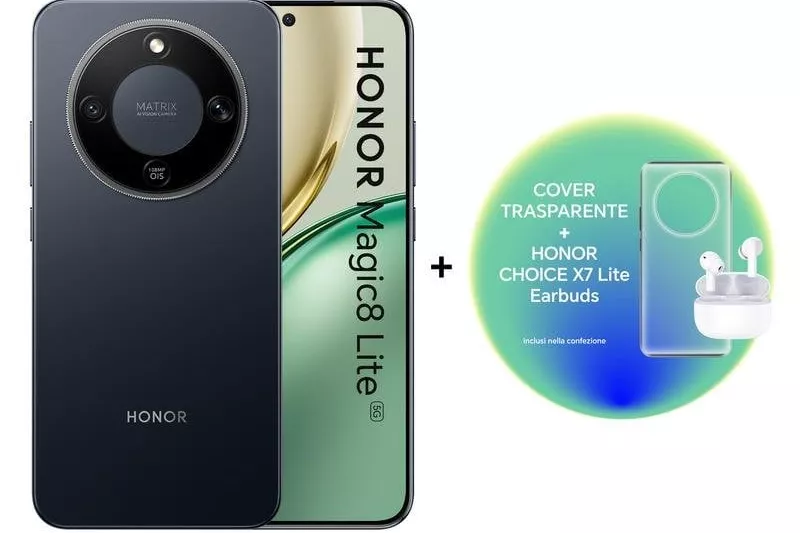 HONOR Magic8 Lite 5G 8GB 256GB 6.79" Negro + HONOR Choice X7 Lite + Funda Transparente