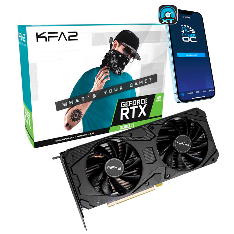 Tarjeta Gráfica KFA2 GeForce RTX 3060 Ti 1-Click OC LHR 8GB GDDR6