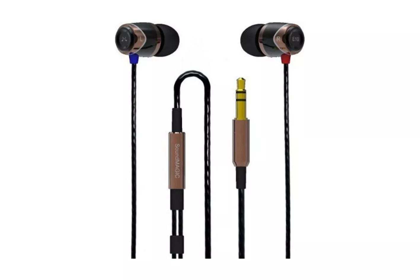 Auriculares SoundMagic E10C con cable Mini Jack 3,5 mm, micr&oacute;fono y control volumen, color marr&oacute;n