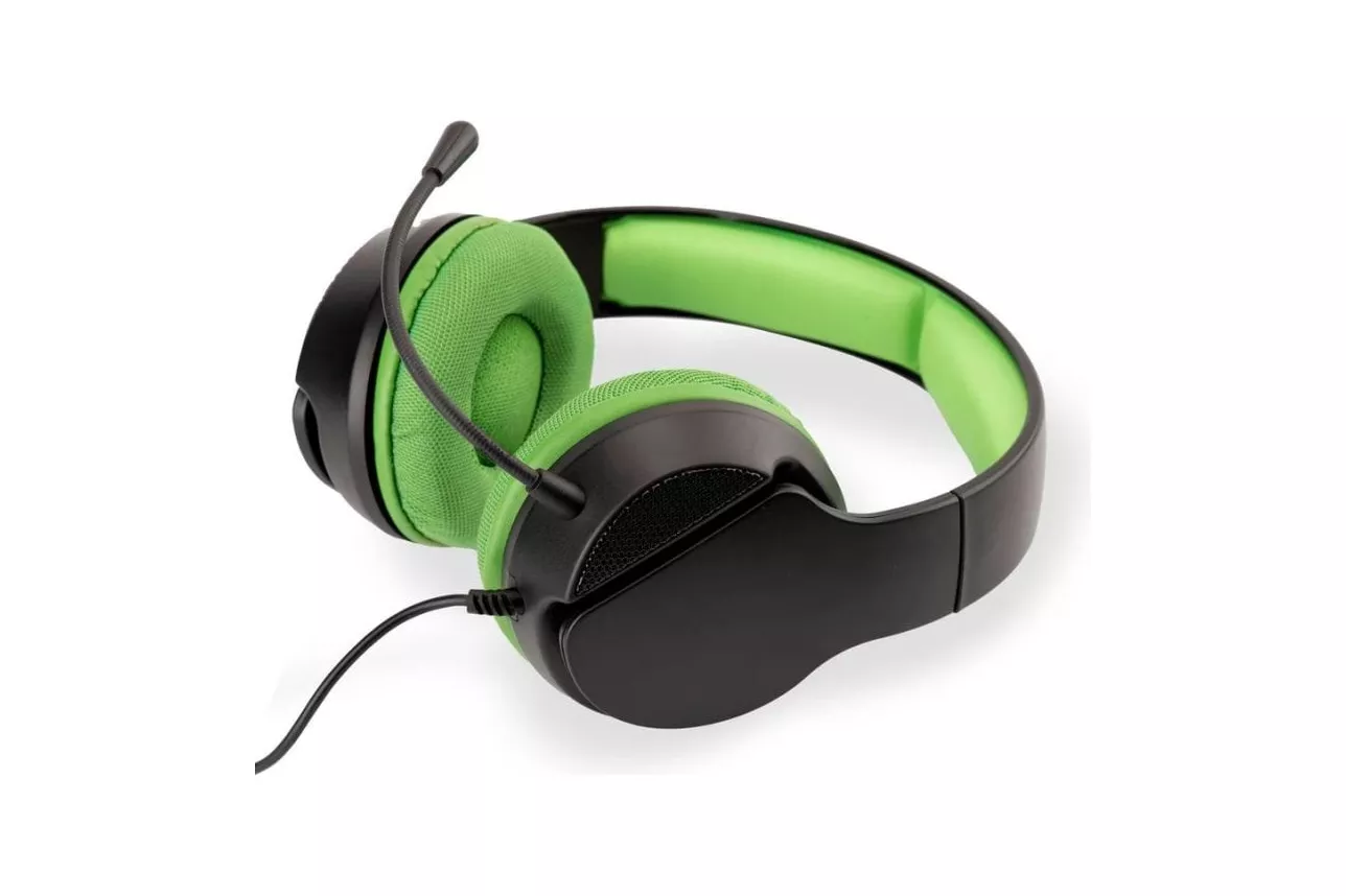 Auriculares Trade Invaders SPX-300 con cable USB para gaming Xbox, micr&oacute;fono y control volumen verde y negro