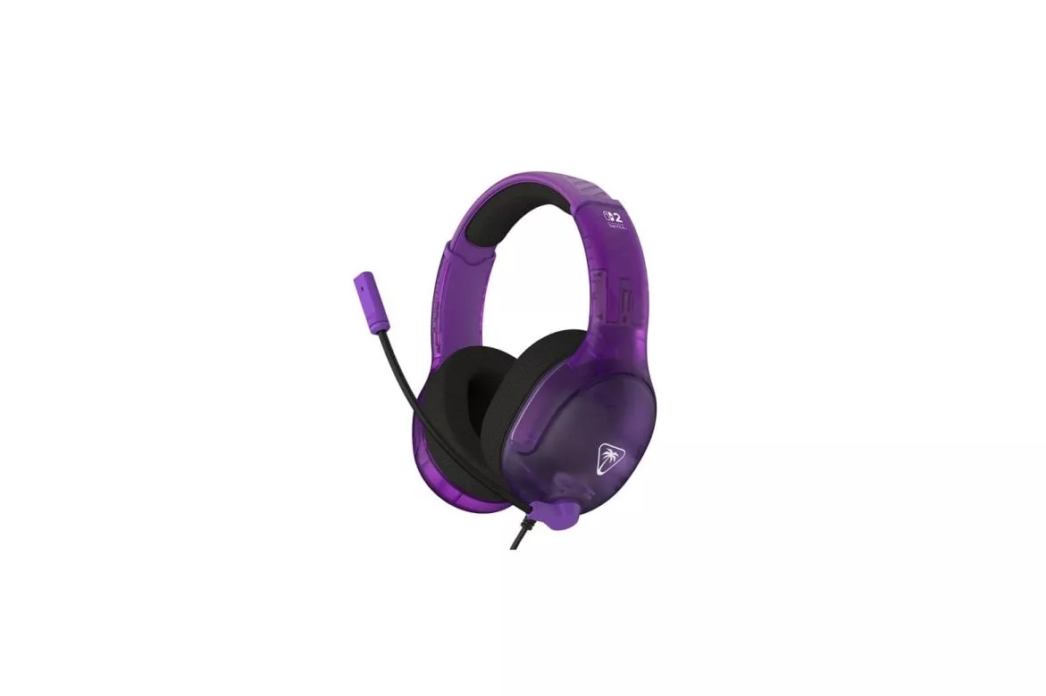 Auriculares Turtle Beach Airlite Fit con cable, micr&oacute;fono abatible y licencia Nintendo, negro y p&uacute;rpura