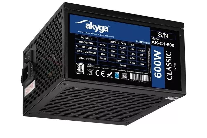 Fuente de alimentaci&oacute;n Akyga AK-C1-600 600W 80 PLUS ATX con ventilador activo