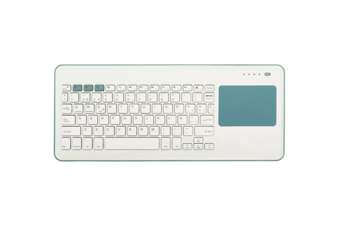 Silver HT Teclado Inal&aacute;mbrico con Touchpad Blanco/Azul