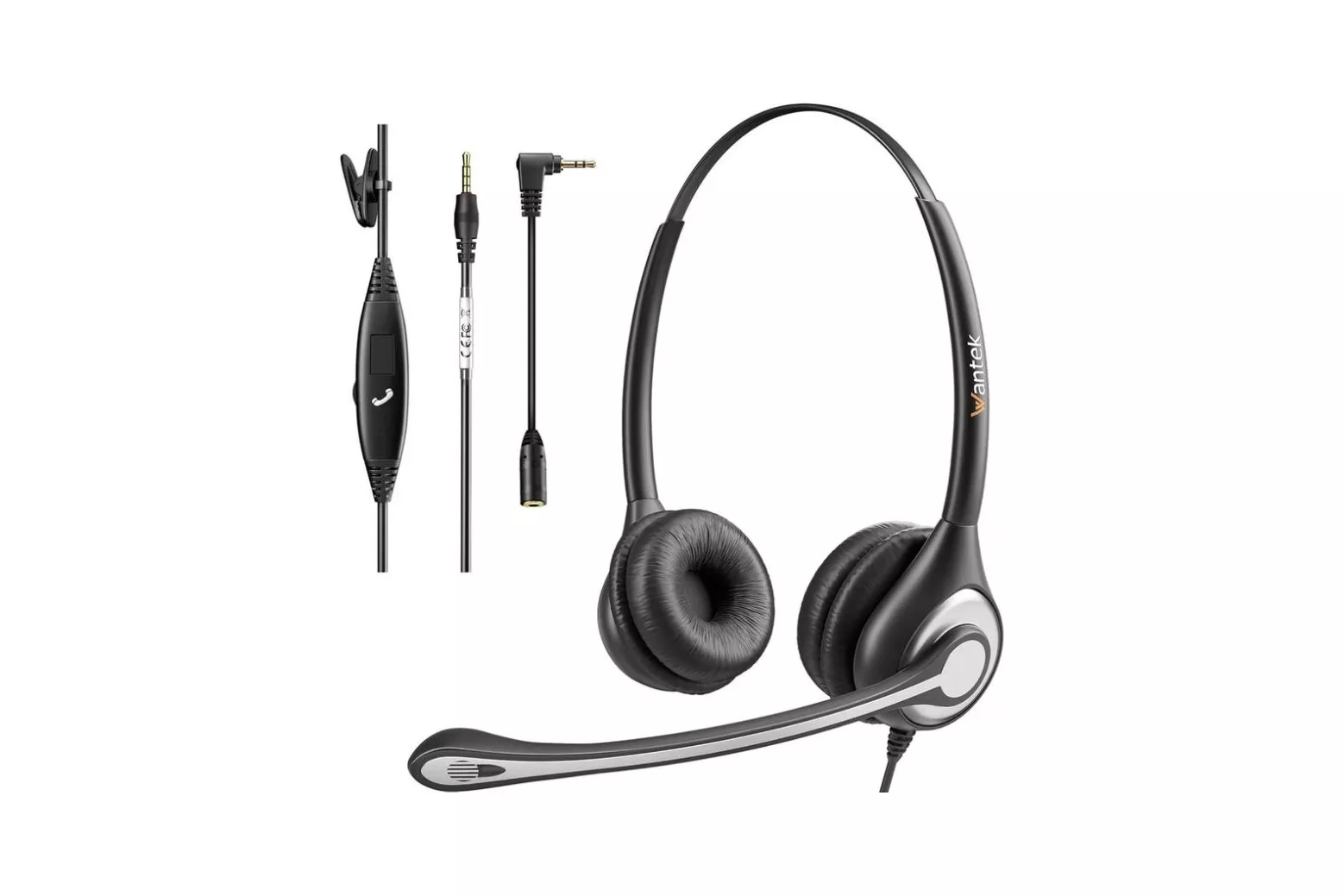 Auriculares Wantek con cable, micr&oacute;fono y cancelaci&oacute;n de ruido, color negro