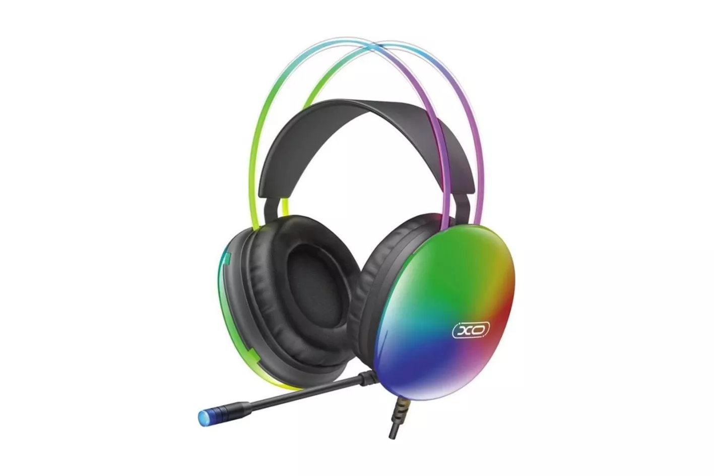 Auriculares xO GE11 con cable USB y jack 3,5 mm, micr&oacute;fono y RGB, negros