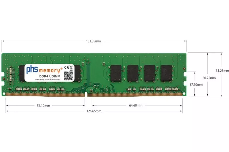 Memoria RAM PHS-memory SP490392 32 GB 1x32 GB DDR4 3200 MHz 1,2 V JEDEC