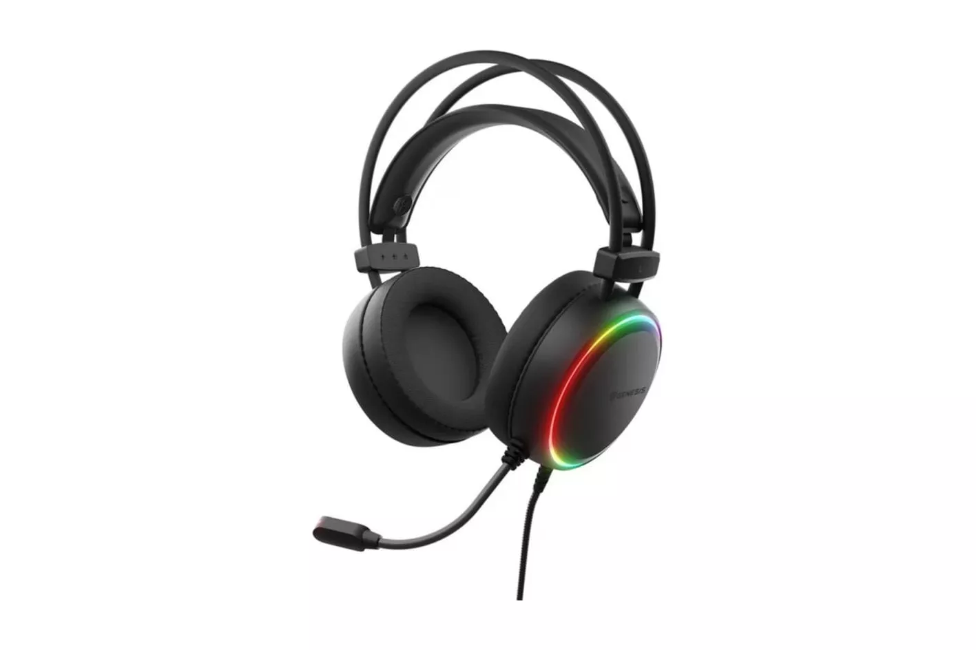 Auriculares Genesis NEON 614 con cable USB-A, micr&oacute;fono y RGB, negros