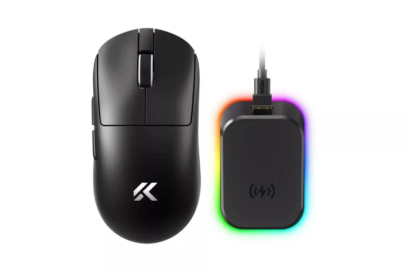 Rat&oacute;n MCHOSE A7 V2 Ultra Plus Wireless 42000 DPI Negro Dock Magn&eacute;tico