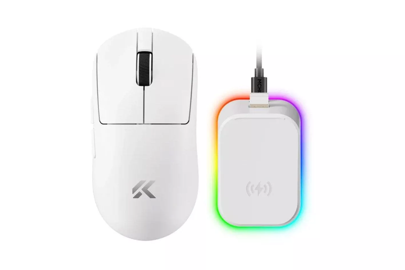 Rat&oacute;n MCHOSE A7 V2 Ultra Plus Wireless Gaming 42000 DPI Blanco Dock