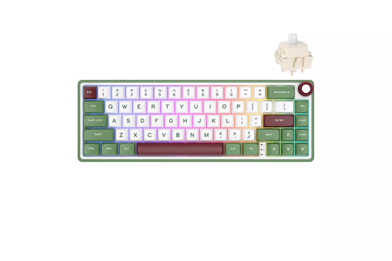 Teclado Gaming Royal Kludge RKR65 ISO-ES RGB Hot-Swappable Switch Chartreuse Greensand -