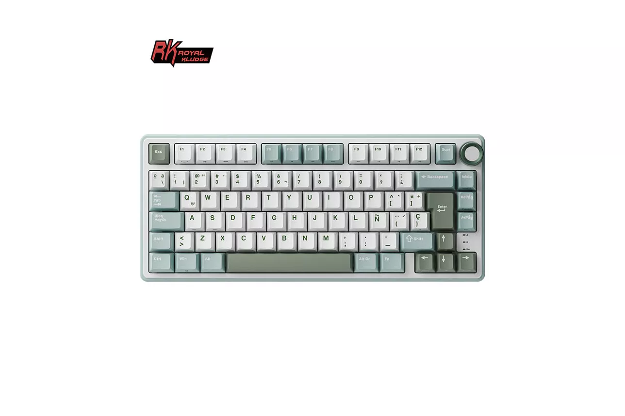 Teclado Gaming Royal Kludge RKR75 ISO-ES Hot-Swappable Switch Brown Skycyan -