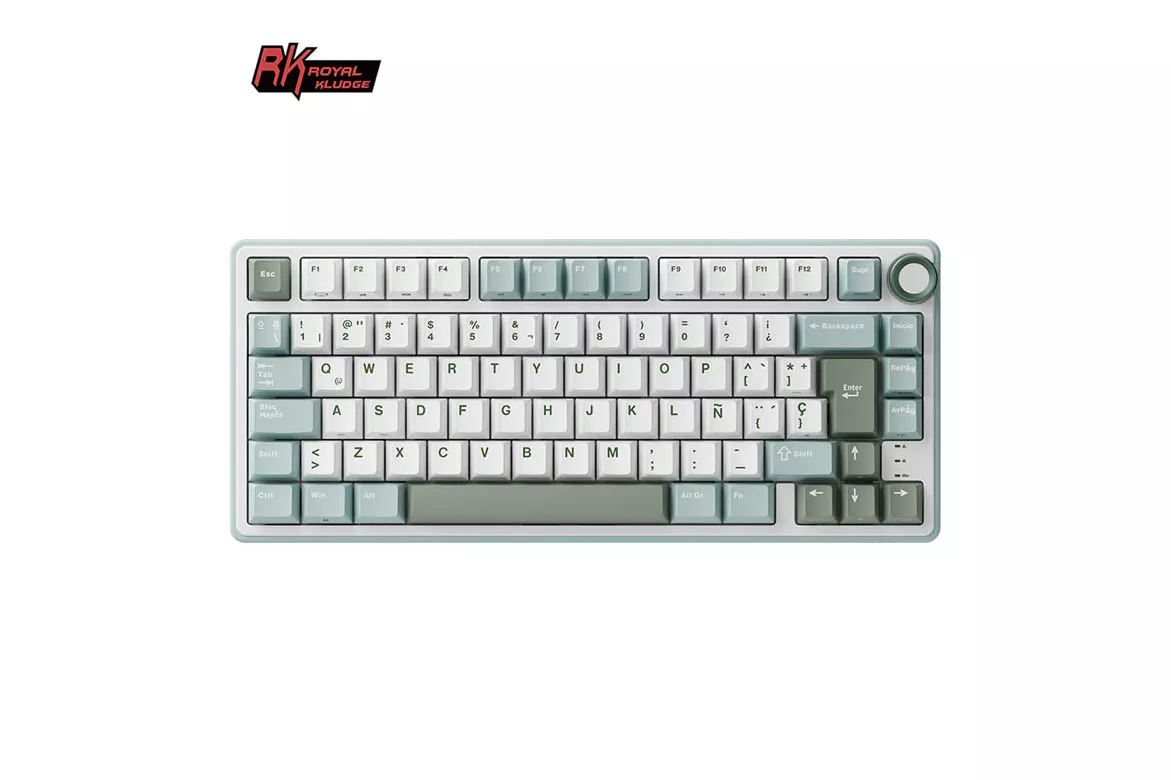 Teclado Royal Kludge RKR75 ISO-ES Hot-Swappable Switch Brown Skycyan -