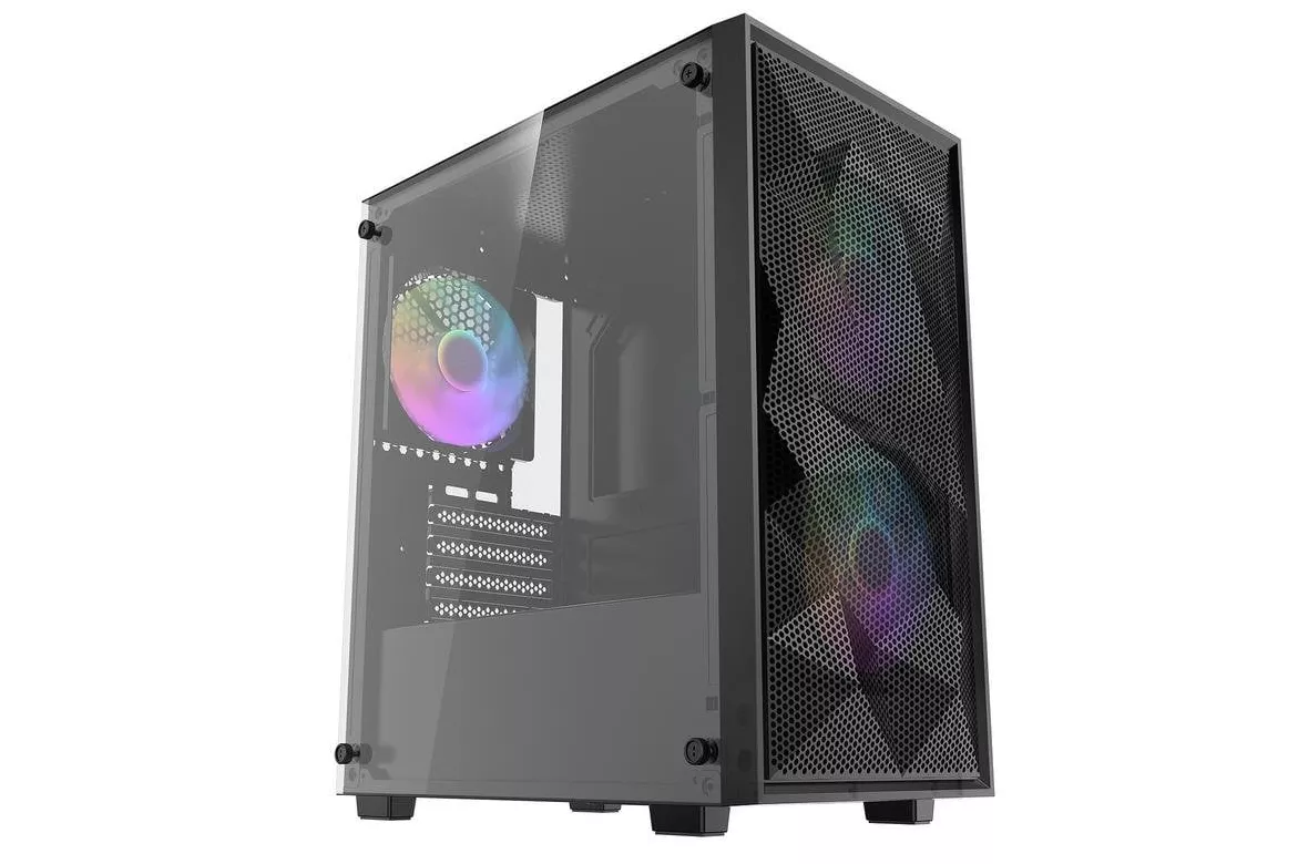 Caja mini torre Darkflash M305 Mesh negro con frontal de malla y ventana de cristal templado