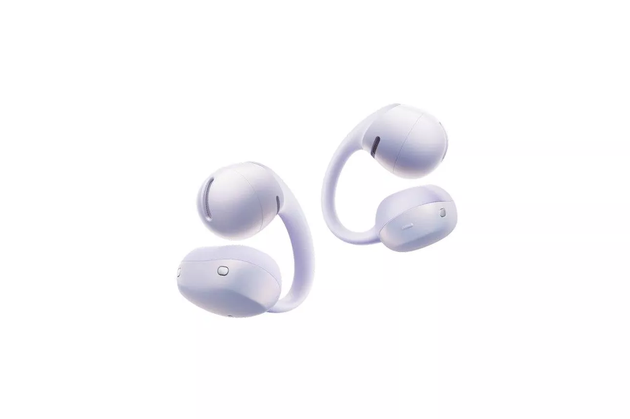 Auriculares Shokz OpenDots Air inal&aacute;mbricos Bluetooth 6.1 Open Ear con clip morados