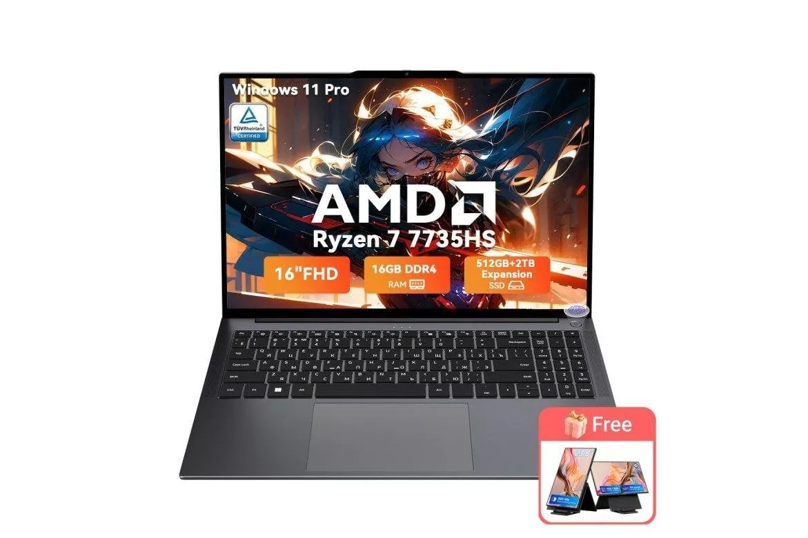 Port&aacute;til Blackview GamiBook 6 16" AMD Ryzen 7 7735HS 16 GB Radeon 680M 512 GB SSD Windows 11 Pro lector de huellas